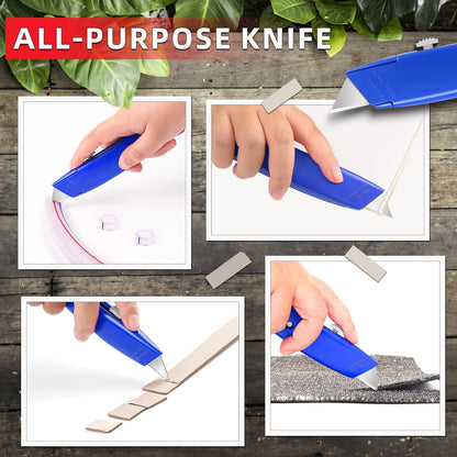 2 Pack Utility Knife Box Cutter Retractable PVC Pipe Cutter | Heavy-Duty Box Cutters, Razor Blade Cardboard Knife for Cartons, Carpet, Paper, Box Knife for Home, Office and Warehouse Use