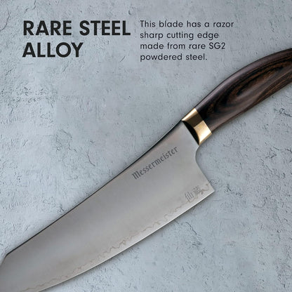 Kawashima 8” Chef’s Knife - SG2 Powdered Steel, Eco-Brass Bolster & Walnut Pakkawood Handle - Made in Seki, Japan