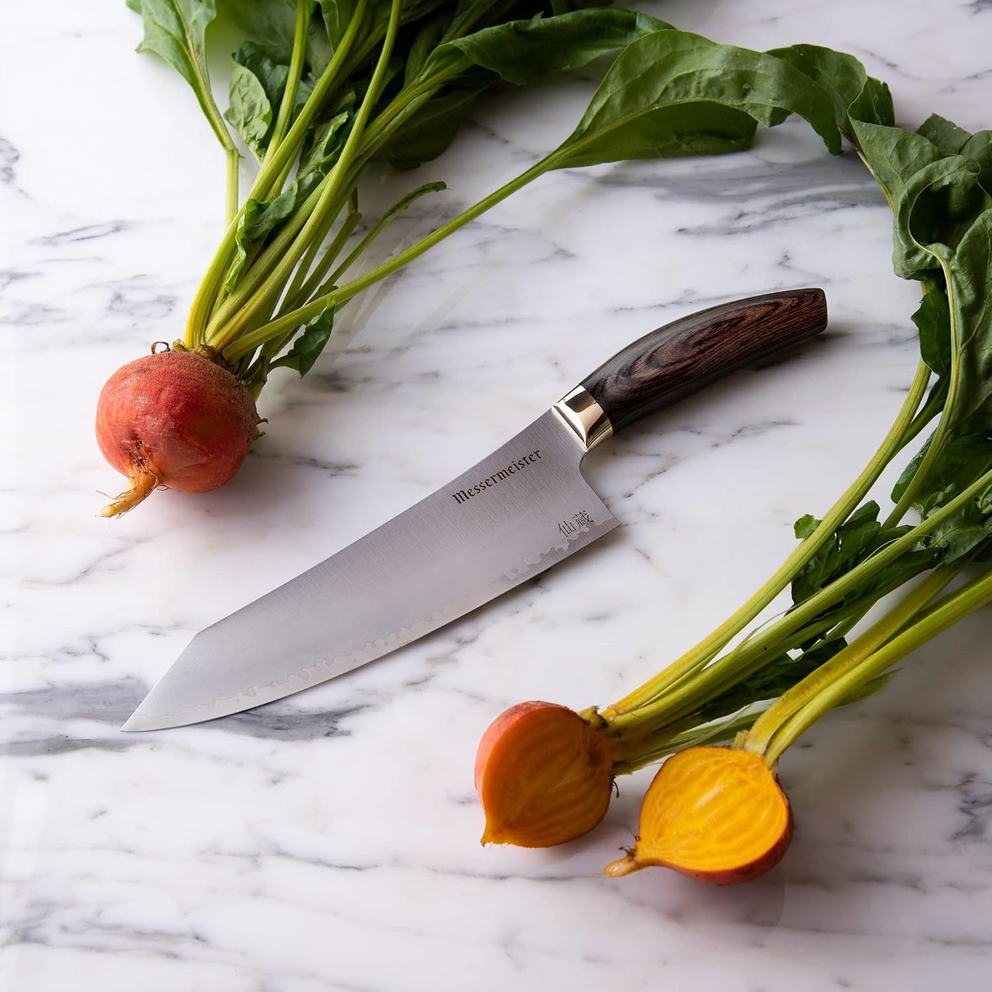 Kawashima 8” Chef’s Knife - SG2 Powdered Steel, Eco-Brass Bolster & Walnut Pakkawood Handle - Made in Seki, Japan