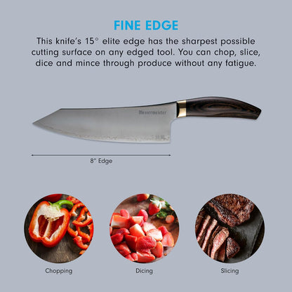 Kawashima 8” Chef’s Knife - SG2 Powdered Steel, Eco-Brass Bolster & Walnut Pakkawood Handle - Made in Seki, Japan