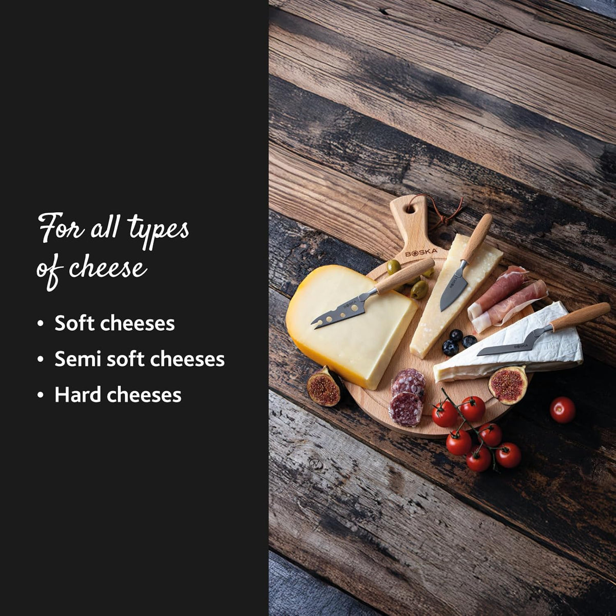 Cheese Knife Set Amigo Small - Set of 5 Small Knives for All Cheese Types - Ergonomic Beech Wood Handle - Stainless Steel - Non-stick Thanks to BSF Treatment