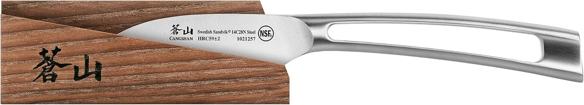 Cangshan TN1 Series 1021707 Swedish 14C28N Steel Forged 2.75-Inch Peeling Knife and Wood Sheath Set