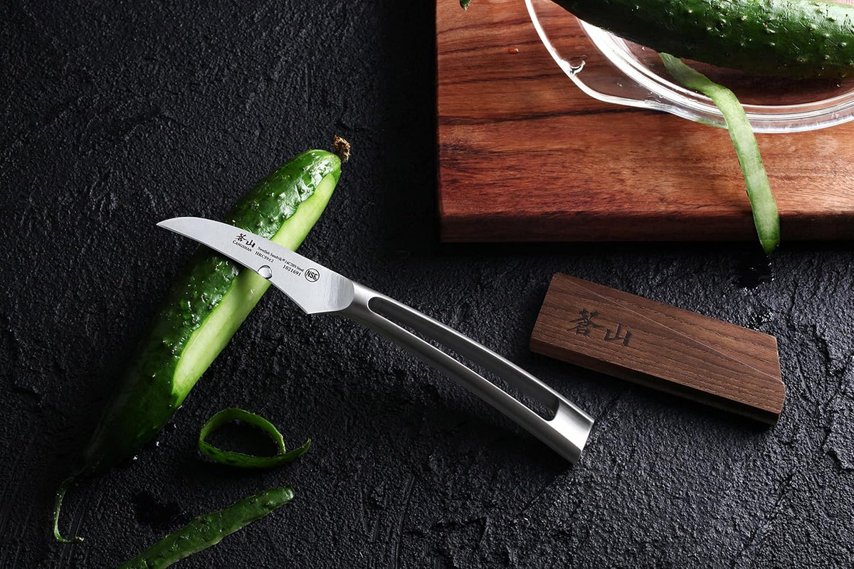 Cangshan TN1 Series 1021707 Swedish 14C28N Steel Forged 2.75-Inch Peeling Knife and Wood Sheath Set