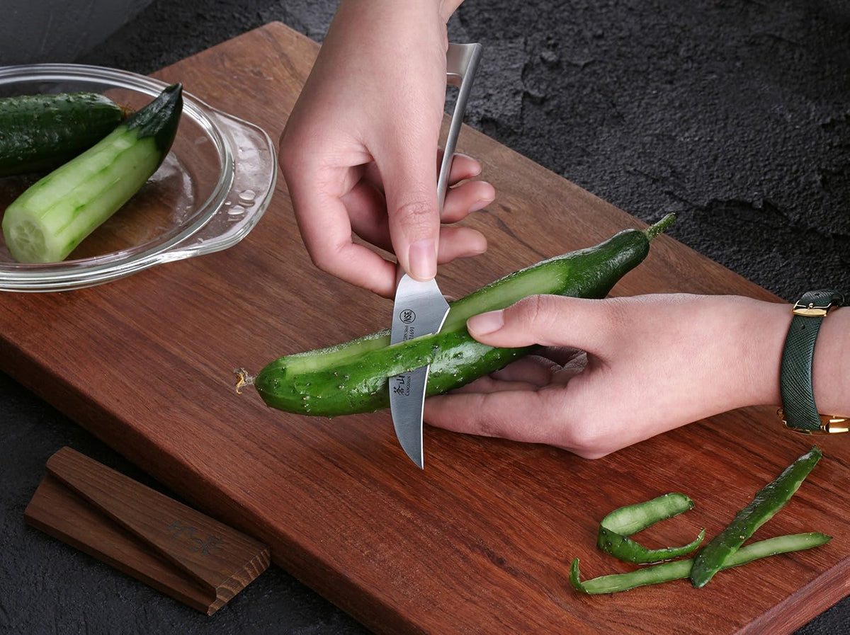 Cangshan TN1 Series 1021707 Swedish 14C28N Steel Forged 2.75-Inch Peeling Knife and Wood Sheath Set