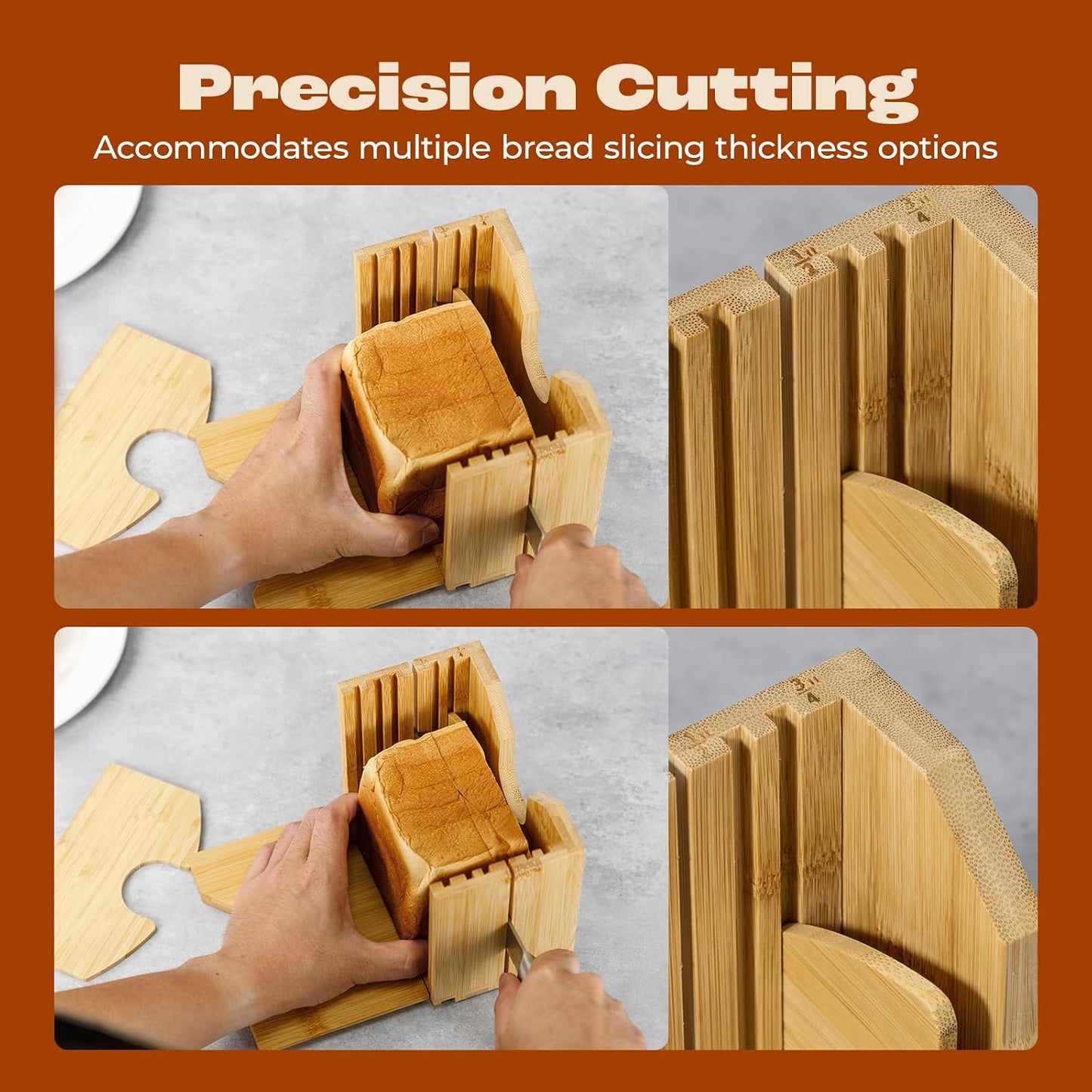 2026 Bagel Slicer, Bamboo Bread Slicer for Small and Large Bagels | Upgrade Bagel Cutter for Buns, English Muffins, 2 Adjustable Thickness, Anti-slip Mat, Ideal for Gift (No Knife)