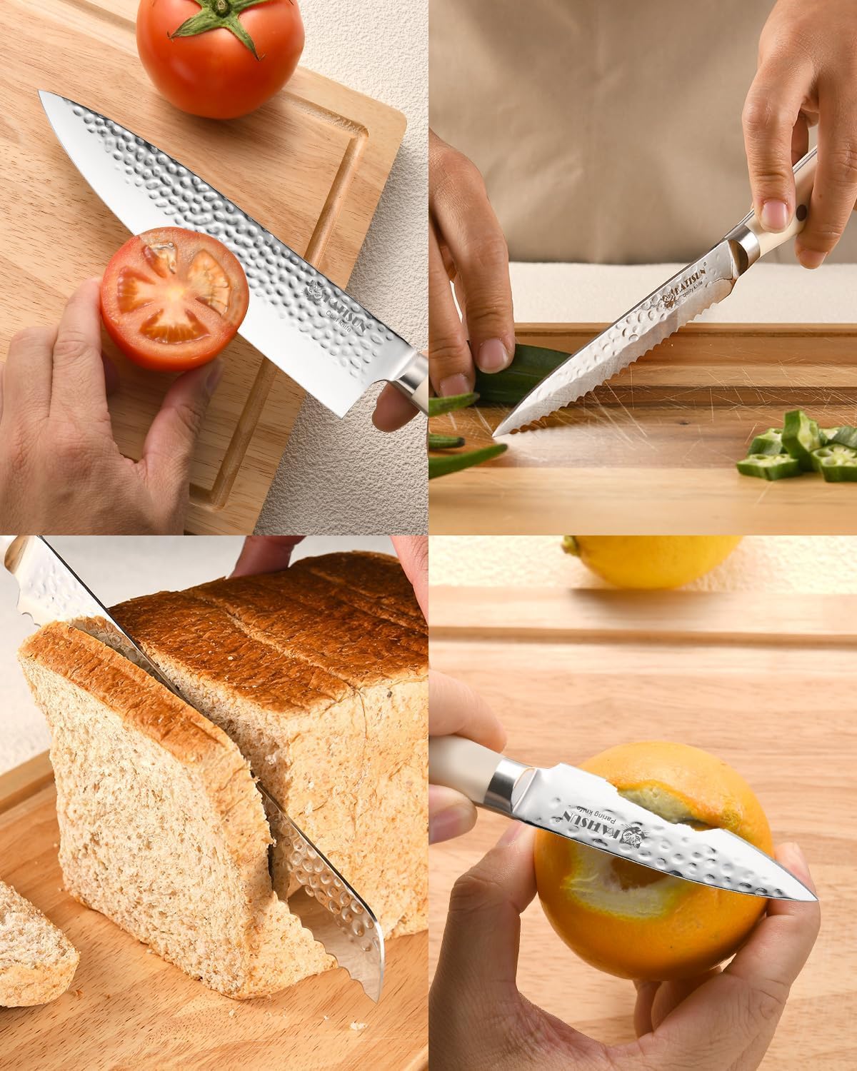 16 Pieces Kitchen Knife Block Set with Cutting Board, German Stainless Steel Knife Set with Sharpener, Dishwasher Safe, Anti-Slip Handle, 6 Steak Knives, Black