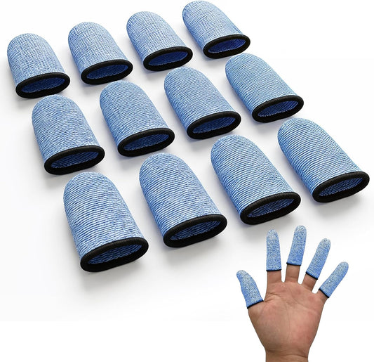 Cut Resistant Finger Cots - 12Pcs Rubber Fingers Tips,Finger Cots Cut Resistant Protection, Finger Sleeve Glove Life Extender for Kitchen, Work, Sculpture, Anti-Slip, Reusable