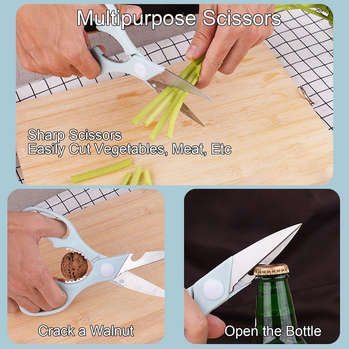 Travel Cutting Board Set, 4 Pcs Portable Mini Camping Knife Set | Plastic Cutting Board Set & Stainless Steel Knife with Sheath, Fruits & Vegetable Peeler Scissors,Blue