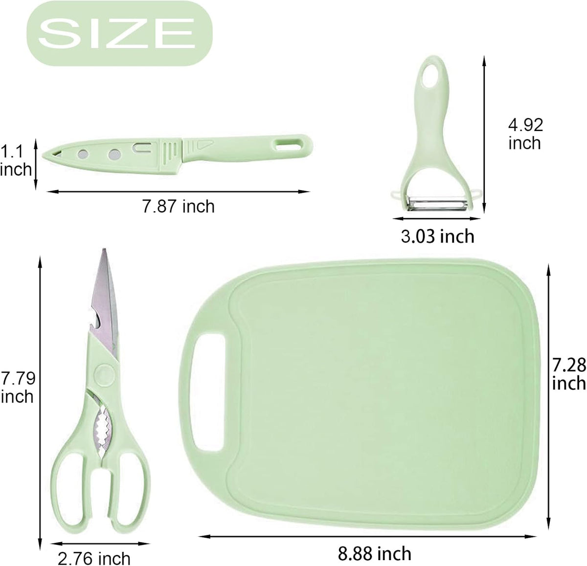 Travel Cutting Board Set, 4 Pcs Portable Mini Camping Knife Set | Plastic Cutting Board Set & Stainless Steel Knife with Sheath, Fruits & Vegetable Peeler Scissors,Blue
