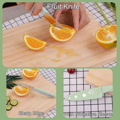 Travel Cutting Board Set, 4 Pcs Portable Mini Camping Knife Set | Plastic Cutting Board Set & Stainless Steel Knife with Sheath, Fruits & Vegetable Peeler Scissors,Blue