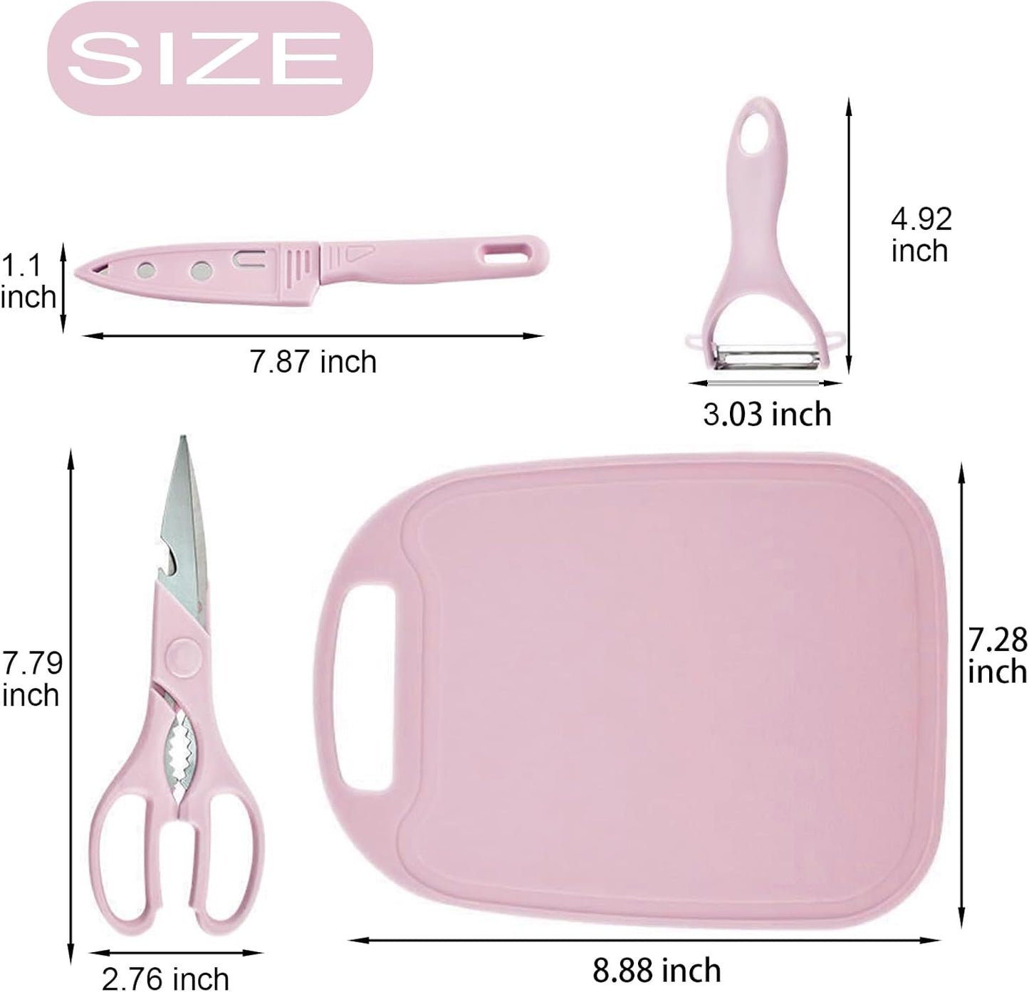 Travel Cutting Board Set, 4 Pcs Portable Mini Camping Knife Set | Plastic Cutting Board Set & Stainless Steel Knife with Sheath, Fruits & Vegetable Peeler Scissors,Blue