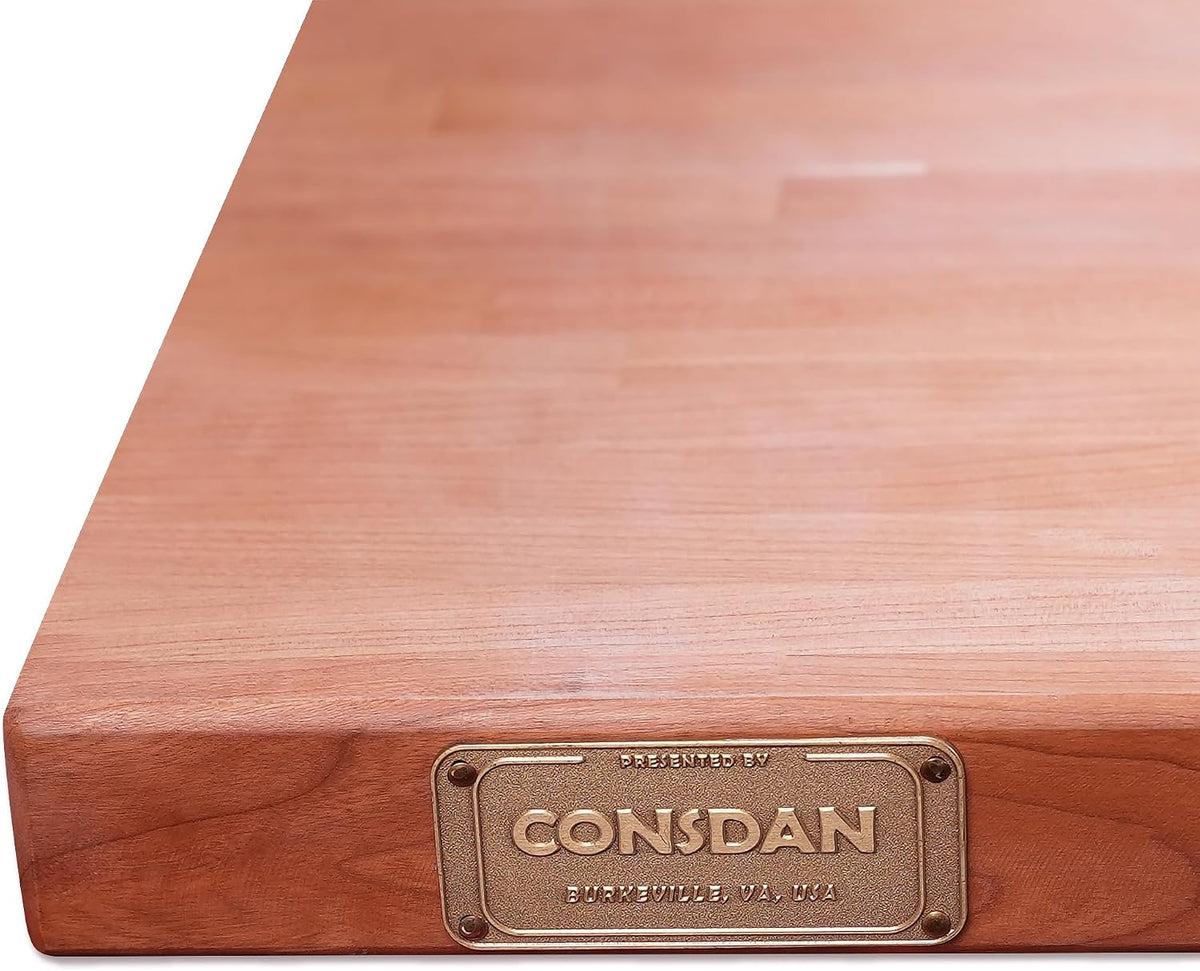 Butcher Block Counter Top, USA Grown Cherry Solid Hardwood Countertop, Wood Slabs for Kitchen, Reversible, Both Side Polished, Prefinished with Food-safe Oil, 1.5" Thickness, 18" L x 25" W
