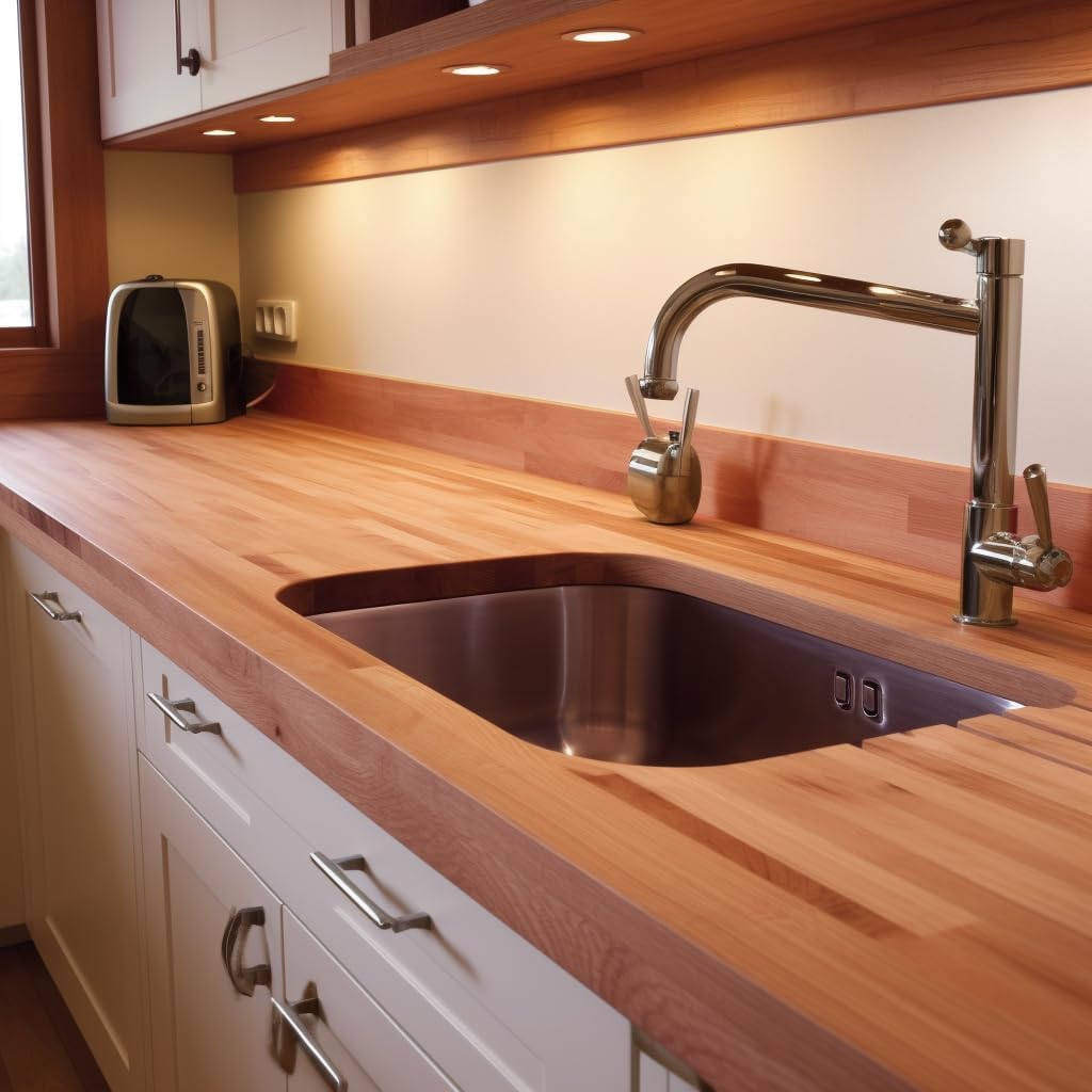 Butcher Block Counter Top, USA Grown Cherry Solid Hardwood Countertop, Wood Slabs for Kitchen, Reversible, Both Side Polished, Prefinished with Food-safe Oil, 1.5" Thickness, 18" L x 25" W