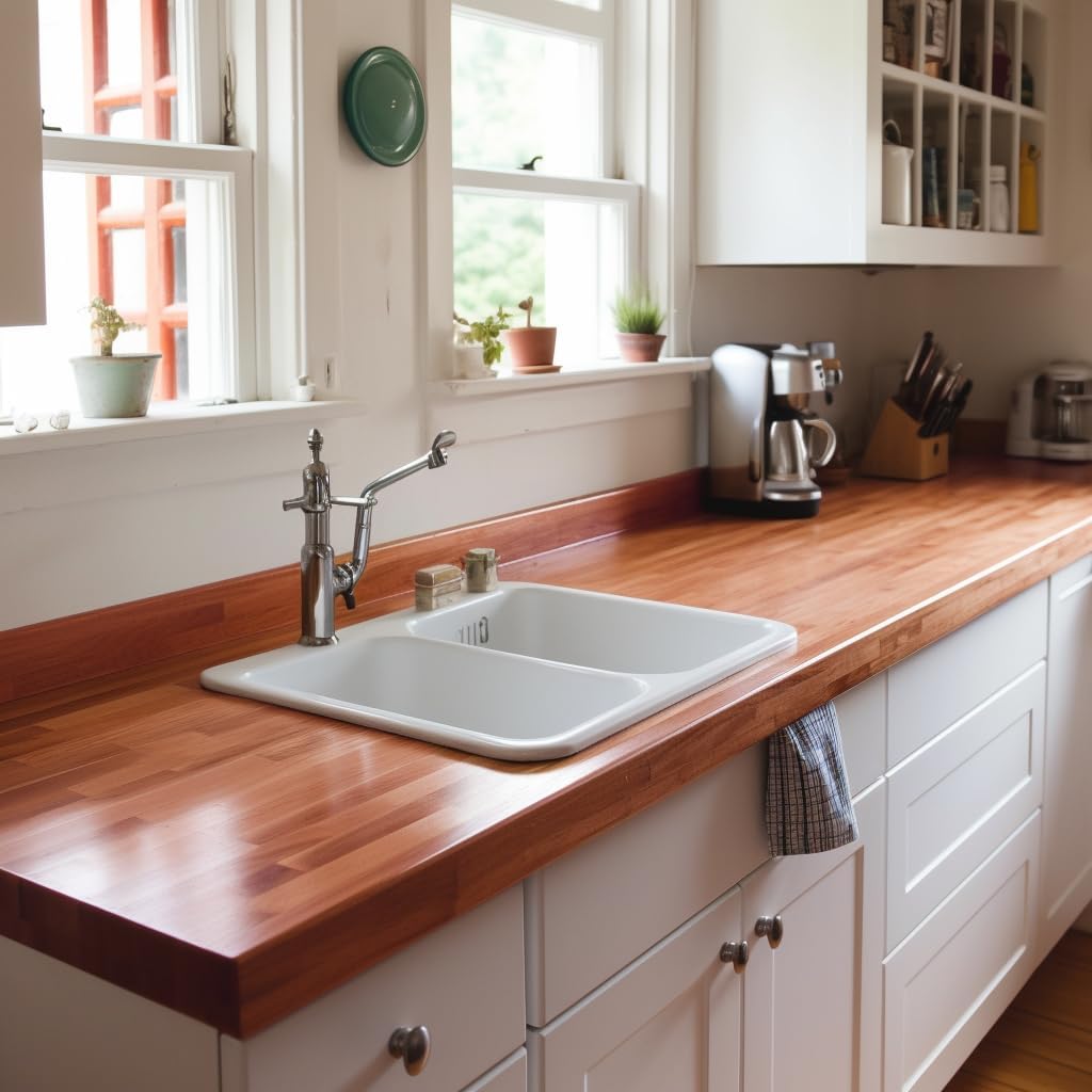 Butcher Block Counter Top, USA Grown Cherry Solid Hardwood Countertop, Wood Slabs for Kitchen, Reversible, Both Side Polished, Prefinished with Food-safe Oil, 1.5" Thickness, 18" L x 25" W