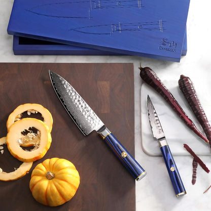 Cangshan KITA Series 2-Piece Starter Knife Set (6" Chef + 3.5" Paring) With Ash Wood Box, High Carbon X-7 Damascus Steel, 501523 (2pc)