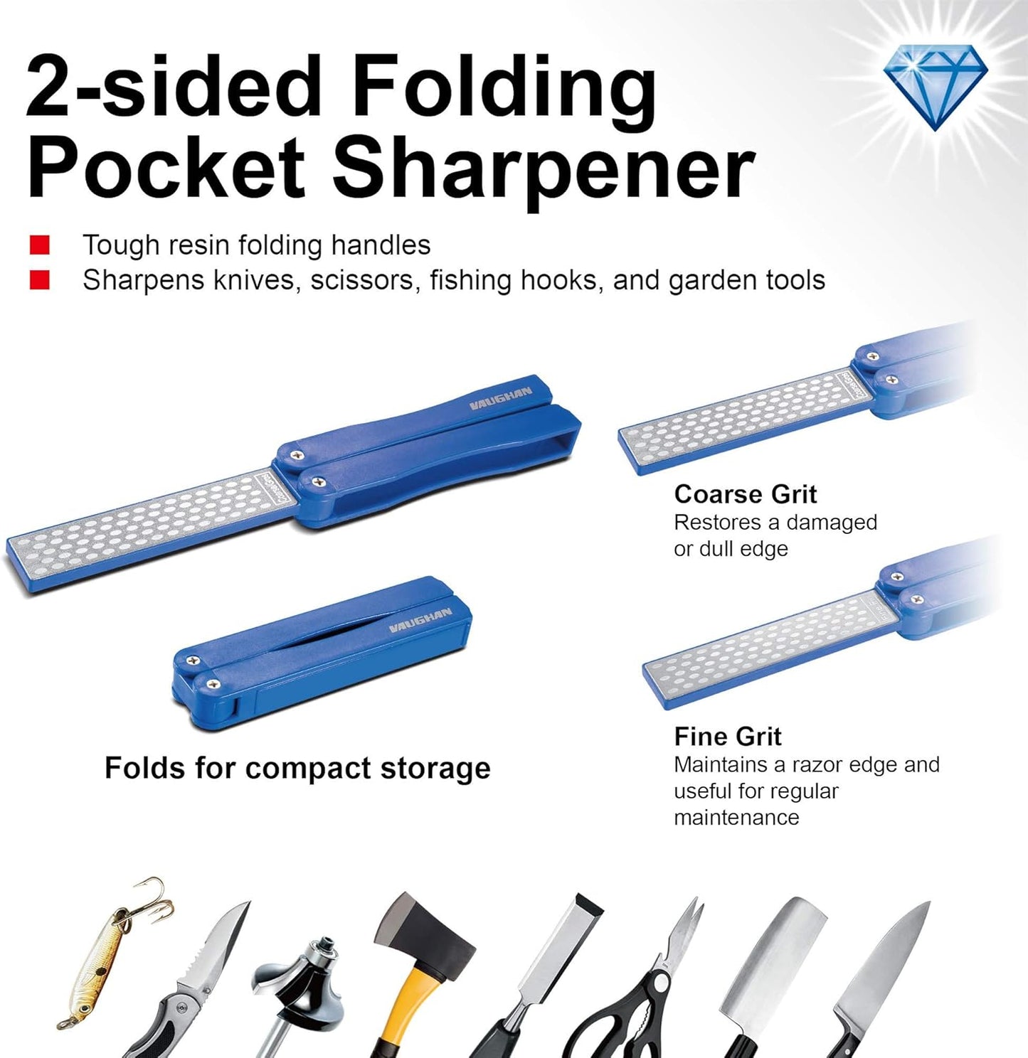 2 Piece Diamond Stone Sharpening Set – Dual-Sided Benchtop & Portable Pocket Sharpener with Coarse & Fine Grit – Genuine Diamond Particles, Anti-Slip Base, and Storage Case – 240021