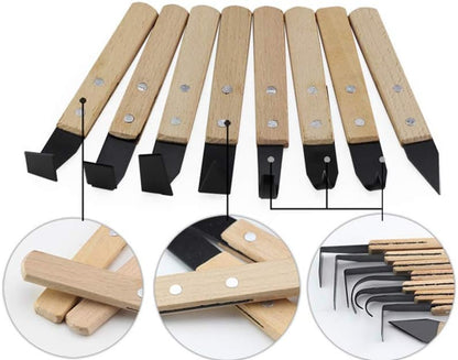 8 Pack Pottery Tools - Solid Wood Handle Stainless Steel Engraving Knives - Clay Hand Tools - Craft Trim Artist - Ceramic Tools Set Engraving, Shaping, Clay Sculpture, Styling