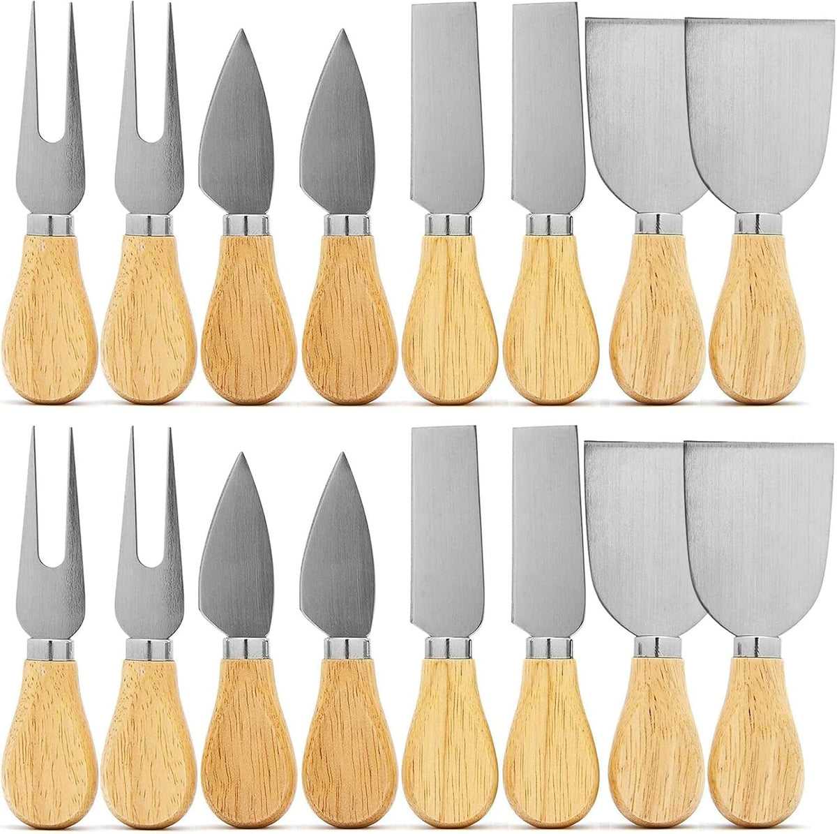Cheese Knife Set,16pcs-set Cheese Knives with Wood Handle Steel Stainless for Charcuterie Board Accessories