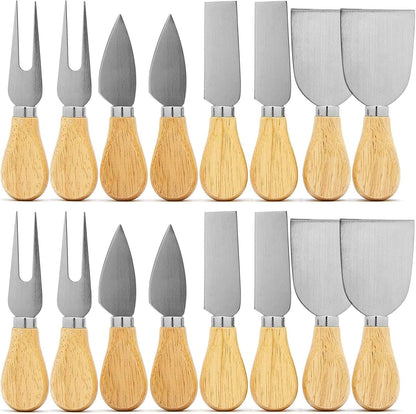 Cheese Knife Set,16pcs-set Cheese Knives with Wood Handle Steel Stainless for Charcuterie Board Accessories