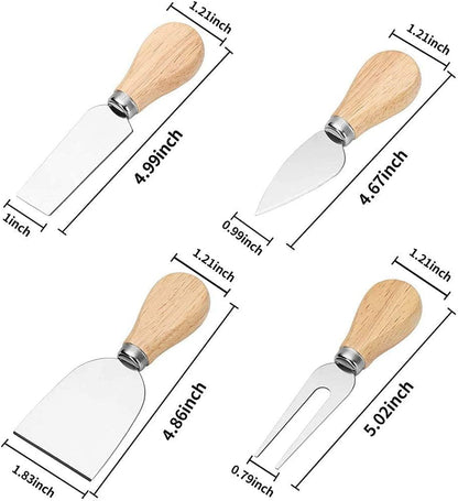Cheese Knife Set,16pcs-set Cheese Knives with Wood Handle Steel Stainless for Charcuterie Board Accessories