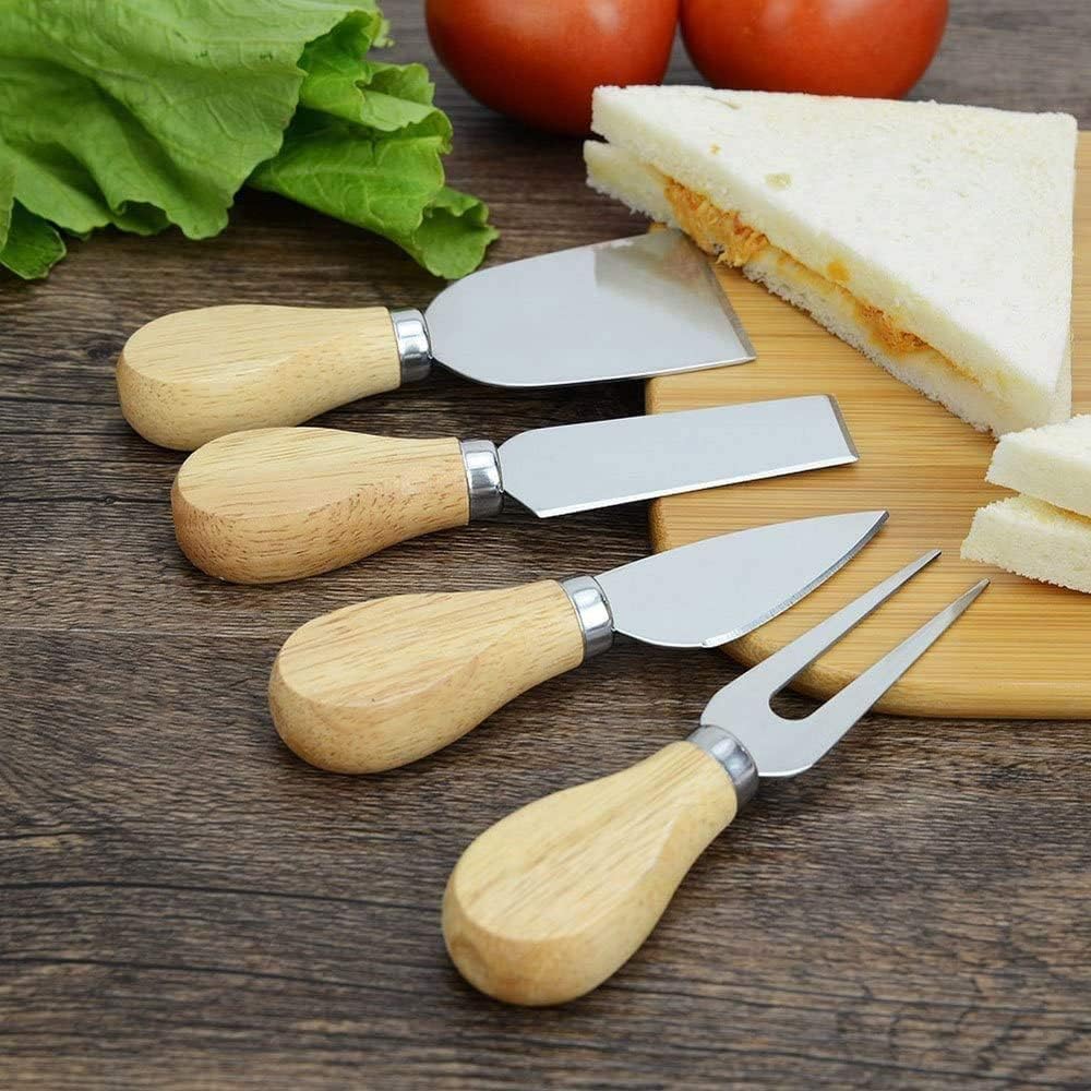 Cheese Knife Set,16pcs-set Cheese Knives with Wood Handle Steel Stainless for Charcuterie Board Accessories