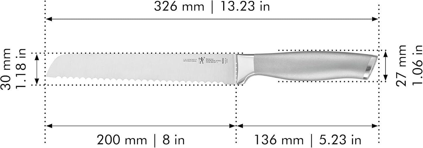 Modernist Razor-Sharp 8-inch Bread Knife, Cake Knife, German Engineered Informed by 100+ Years of Mastery