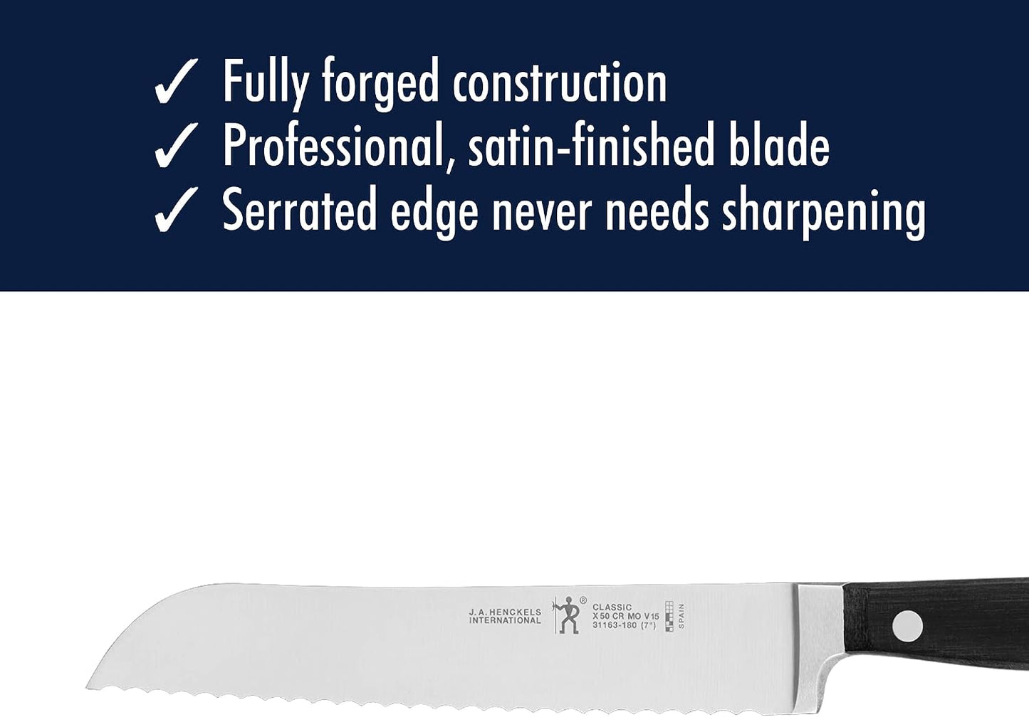 Modernist Razor-Sharp 8-inch Bread Knife, Cake Knife, German Engineered Informed by 100+ Years of Mastery
