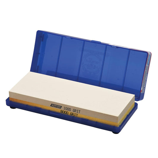 Saint Gobain Abrasives WSC (69936655039) Japanese-Style Combination Waterstone, 1000/8000 Grit for Common Sharpening/Polished Finish On Sharp Knives, Aluminum Oxide, 8" x 3" x 1"