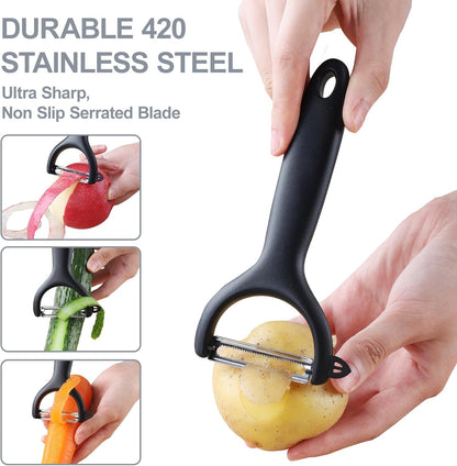 SupMaKin Safe Mandoline Slicer for Kitchen,Adjustable Potato Slicer 1-8 mm | for Vegetables Fruits Slicer with Container, Stainless Steel Blades,Faster Slicer Artifact Kitchen Gadgets Dishwasher Gifts