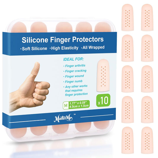 Gel Finger Cots Protectors with Air Holes, Silicone Fingers Covers Bandages Caps Sleeves for Fingertip Thumb Protection, Ideal for Trigger, Arthritis, Cracking, Blisters, Callus, Hangnail & Pain Relief
