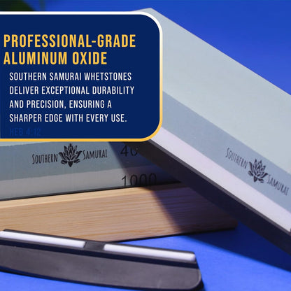 Sharpening Stone Set 400/1000 3000/8000 Grit – Dual Grit Whetstone Knife Sharpening Kit with Angle Guide & Non-Slip Bamboo Base