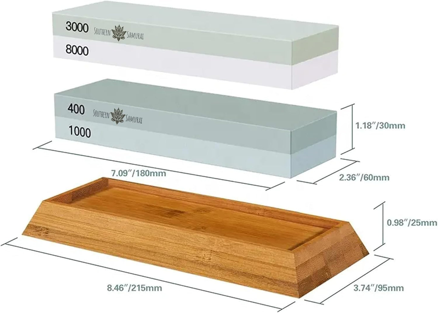 Sharpening Stone Set 400/1000 3000/8000 Grit – Dual Grit Whetstone Knife Sharpening Kit with Angle Guide & Non-Slip Bamboo Base