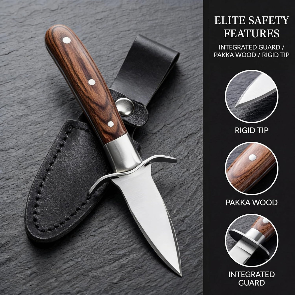 2 PACK Oyster Shucking Knife and Glove Kit – Stainless Steel Seafood Opener with Wood Handle