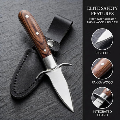 2 PACK Oyster Shucking Knife and Glove Kit – Stainless Steel Seafood Opener with Wood Handle