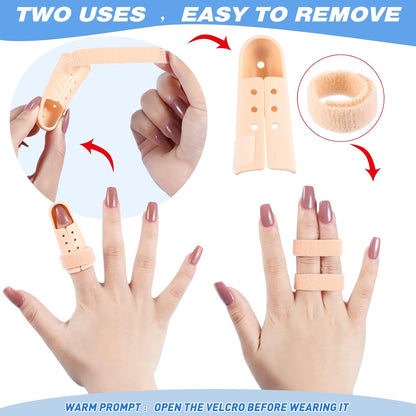 10 Pcs Mallet Finger Splint, 5 Sizes Finger Support Brace Stabilizer Straightener Plastic Fingertip Protectors Arthritis Knuckle Immobilization for Thumb Pinky Middle Index Ring(Beige)
