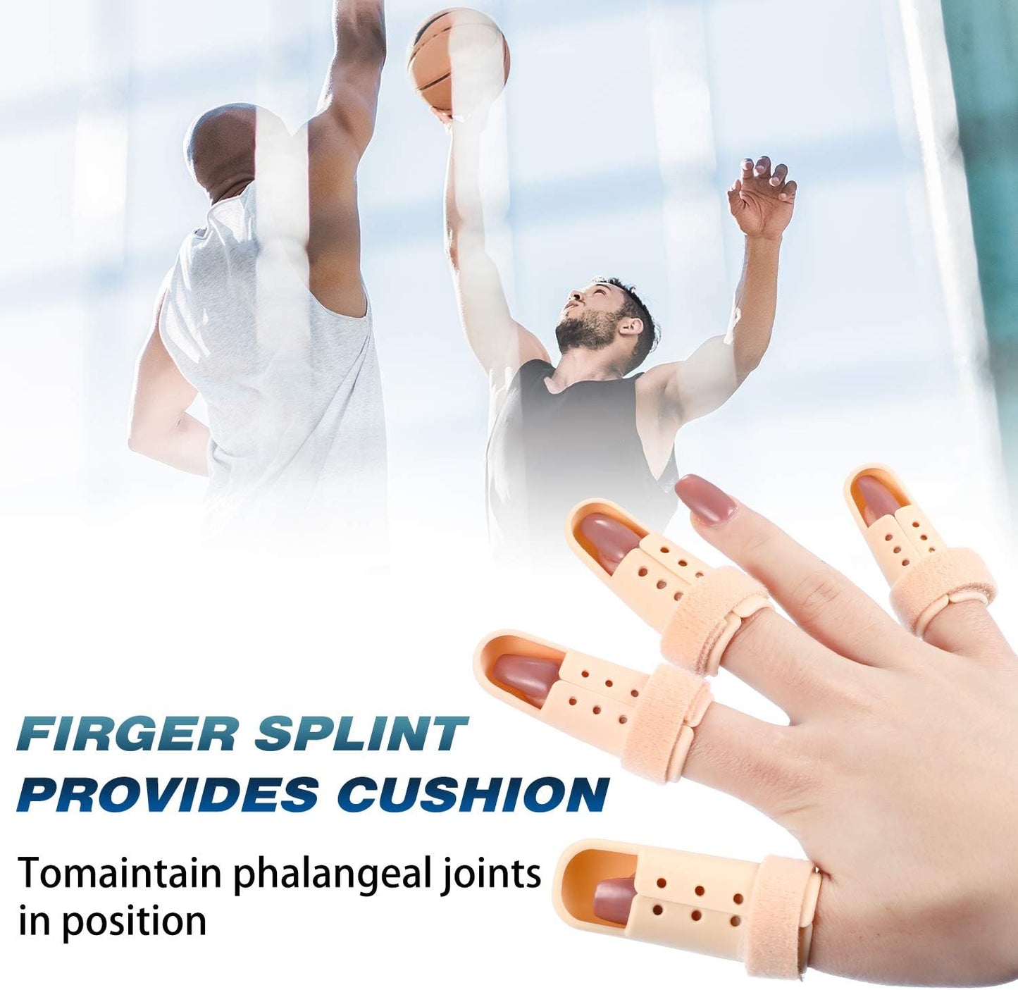 10 Pcs Mallet Finger Splint, 5 Sizes Finger Support Brace Stabilizer Straightener Plastic Fingertip Protectors Arthritis Knuckle Immobilization for Thumb Pinky Middle Index Ring(Beige)