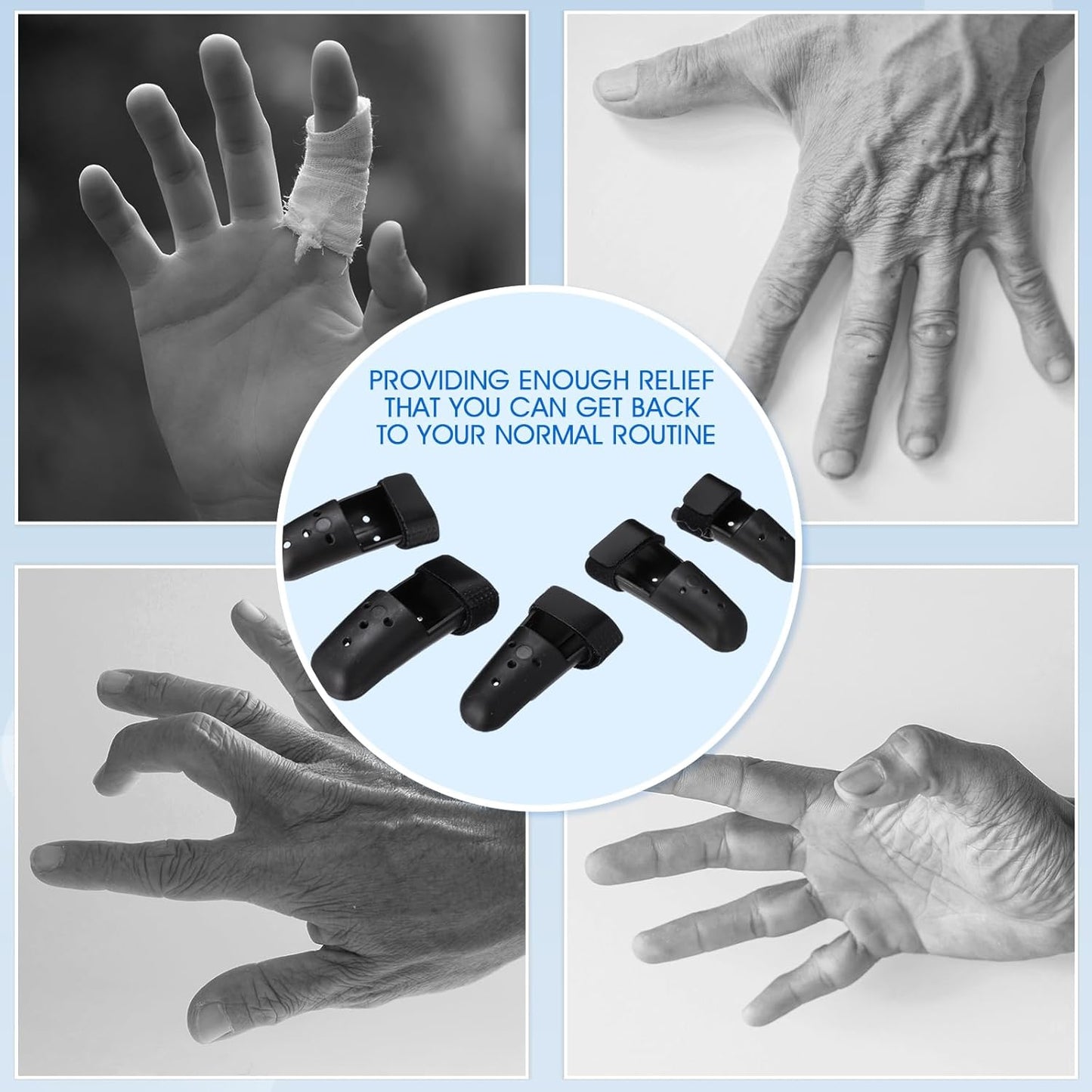 10 Pcs Mallet Finger Splint, 5 Sizes Finger Support Brace Stabilizer Straightener Plastic Fingertip Protectors Arthritis Knuckle Immobilization for Thumb Pinky Middle Index Ring(Beige)