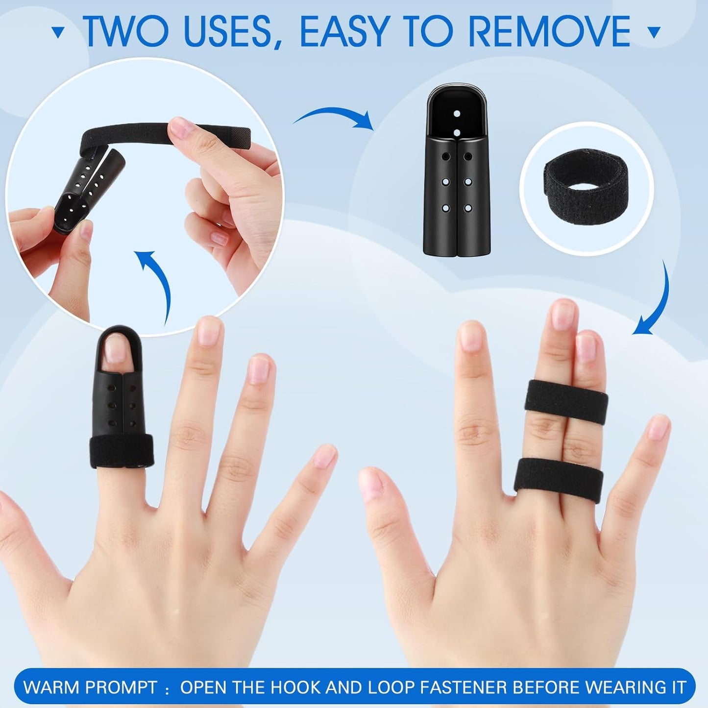 10 Pcs Mallet Finger Splint, 5 Sizes Finger Support Brace Stabilizer Straightener Plastic Fingertip Protectors Arthritis Knuckle Immobilization for Thumb Pinky Middle Index Ring(Beige)