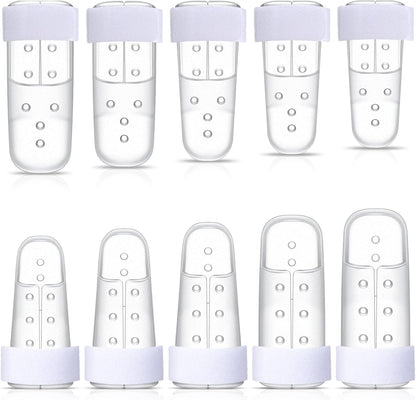 10 Pcs Mallet Finger Splint, 5 Sizes Finger Support Brace Stabilizer Straightener Plastic Fingertip Protectors Arthritis Knuckle Immobilization for Thumb Pinky Middle Index Ring(Beige)