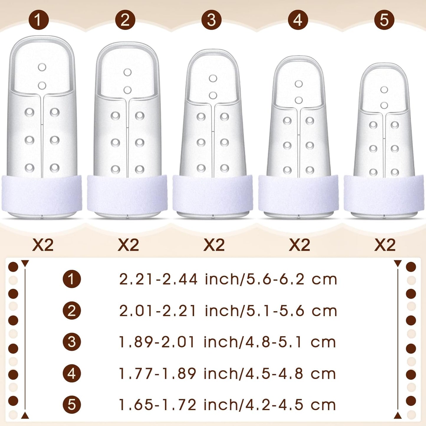 10 Pcs Mallet Finger Splint, 5 Sizes Finger Support Brace Stabilizer Straightener Plastic Fingertip Protectors Arthritis Knuckle Immobilization for Thumb Pinky Middle Index Ring(Beige)