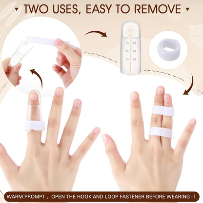 10 Pcs Mallet Finger Splint, 5 Sizes Finger Support Brace Stabilizer Straightener Plastic Fingertip Protectors Arthritis Knuckle Immobilization for Thumb Pinky Middle Index Ring(Beige)