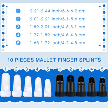10 Pcs Mallet Finger Splint, 5 Sizes Finger Support Brace Stabilizer Straightener Plastic Fingertip Protectors Arthritis Knuckle Immobilization for Thumb Pinky Middle Index Ring(Beige)