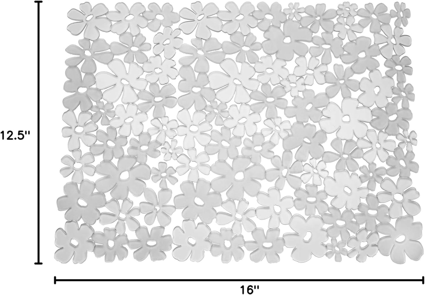 Blumz Floral Sink Protector Mat, 16" x 12.5", Clear | Large, BPA-Free, Flexible PVC Plastic