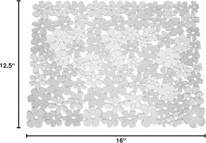 Blumz Floral Sink Protector Mat, 16" x 12.5", Clear | Large, BPA-Free, Flexible PVC Plastic