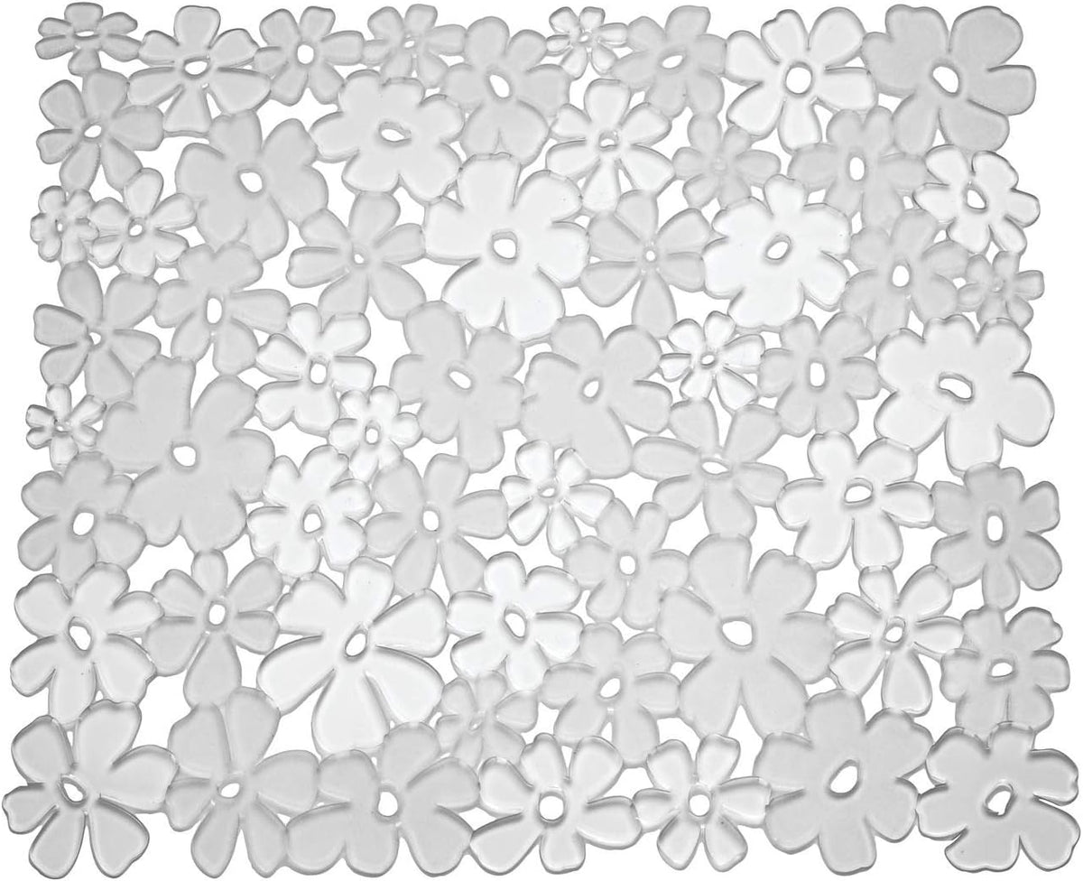 Blumz Floral Sink Protector Mat, 16" x 12.5", Clear | Large, BPA-Free, Flexible PVC Plastic