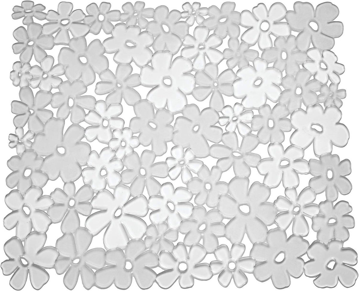 Blumz Floral Sink Protector Mat, 16" x 12.5", Clear | Large, BPA-Free, Flexible PVC Plastic