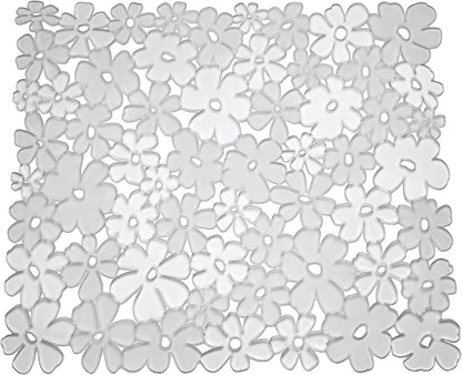 Blumz Floral Sink Protector Mat, 16" x 12.5", Clear | Large, BPA-Free, Flexible PVC Plastic