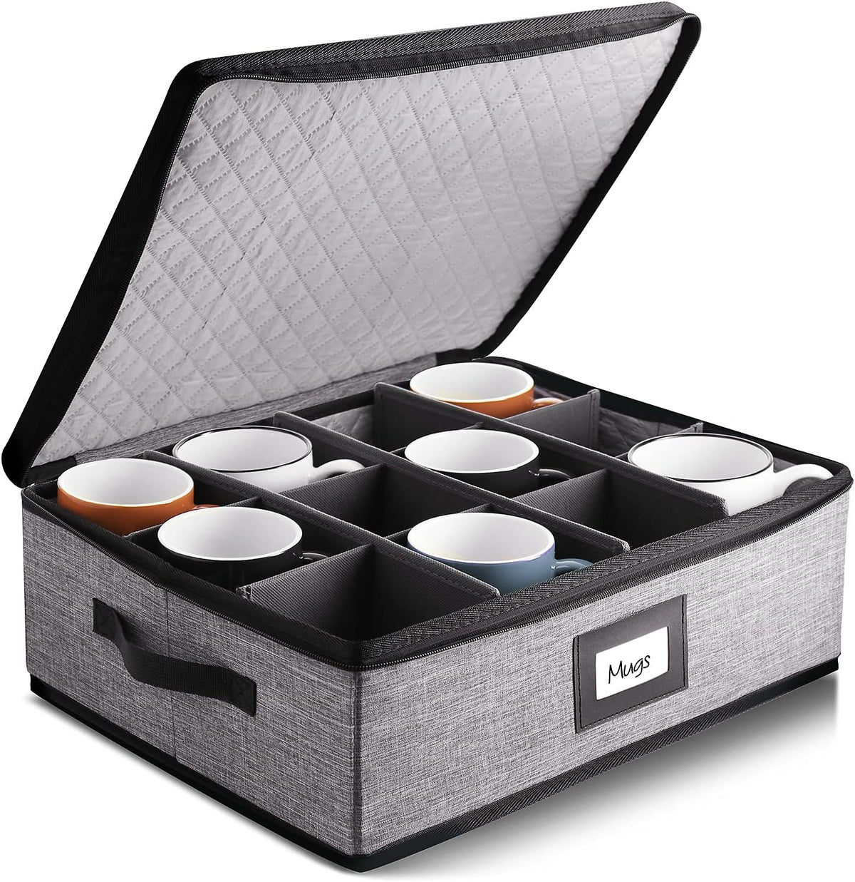 Platter Storage Case, Fine China Storage Containers Hard Shell, Quilted and Stackable 16”x 12.5”x 3.5” Platter Storage Container with Zipper, Handles and Felt Dividers for Moving and Seasonal Storage