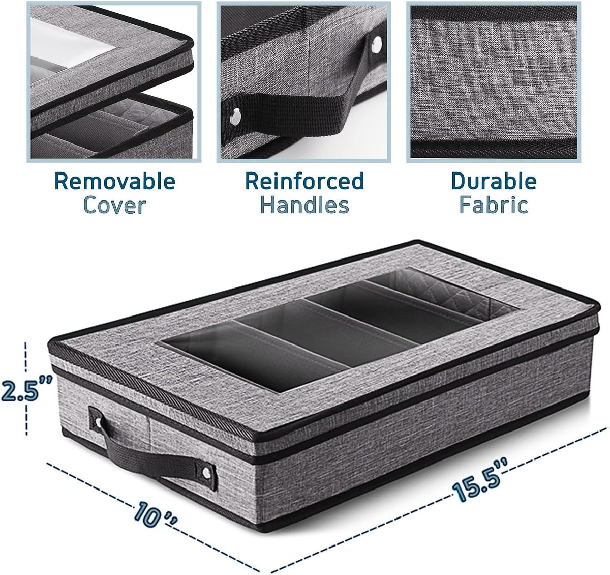 Platter Storage Case, Fine China Storage Containers Hard Shell, Quilted and Stackable 16”x 12.5”x 3.5” Platter Storage Container with Zipper, Handles and Felt Dividers for Moving and Seasonal Storage