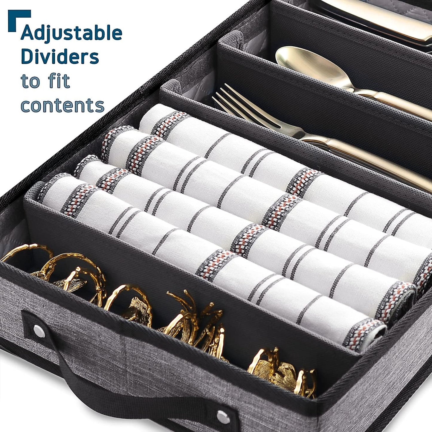 Platter Storage Case, Fine China Storage Containers Hard Shell, Quilted and Stackable 16”x 12.5”x 3.5” Platter Storage Container with Zipper, Handles and Felt Dividers for Moving and Seasonal Storage